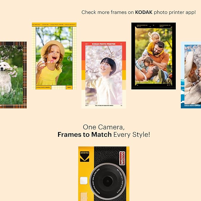 KODAK Mini Shot 2 ERA 4PASS 2-in-1 Instant Camera and Photo Printer (Black, Camera + Initial 8 Sheets + 60 Sheets)