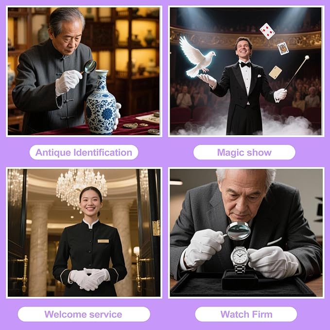 ZeriLion 6 Pairs White Cotton Gloves Soft Dust-Free Hand Gloves for Men Women Art Crafting Coin Watch Handling Dry Hands Sleeping
