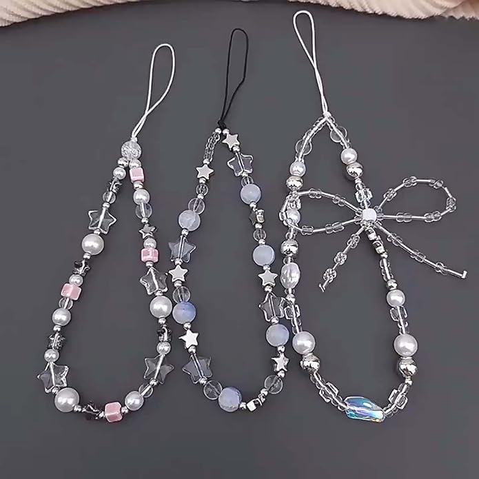 Beaded Phone Charm Lanyard Strap Girly Style Fixed Beads Pearl Lanyards