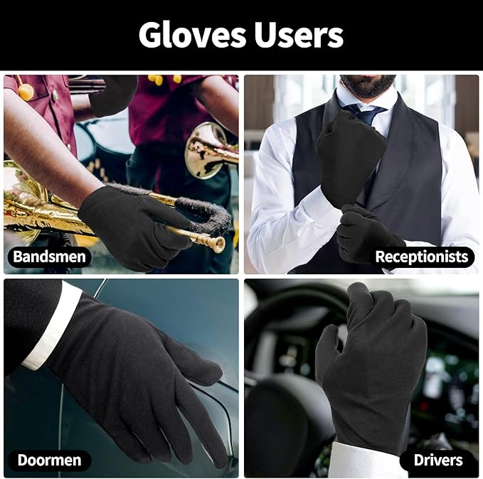 ENPOINT Touch Screen Gloves, Black Cotton Gloves for Dry Hands Sleeping, Black Gloves Men and Women Moisturizing Gloves, Black Work Gloves for Coin Handling, Jewelry, Photography, 5 Pairs Extra Large