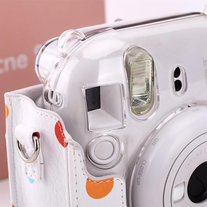 Frankmate Protective Case Compatible with Mini 12 11 9 8 Instant Film Camera with Pocket and Adjustable Strap (Polka Dot)
