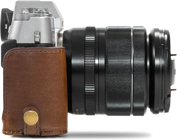 MegaGear MG982 Ever Ready Leather Camera Case and Strap for Fujifilm X-T30, X-T20, X-T10 (16-50mm / 18-55mm Lenses) - Dark Brown