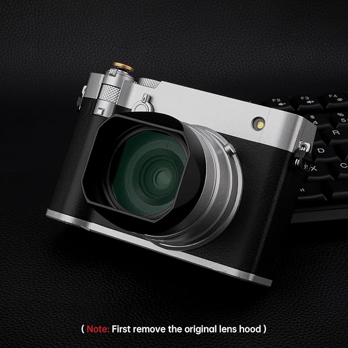 Haoge Square Metal Lens Hood for Fujifilm GFX100RF Camera Accessories Bayonet Black LH-GFXRF-IIB+Cap-GFXRF-II