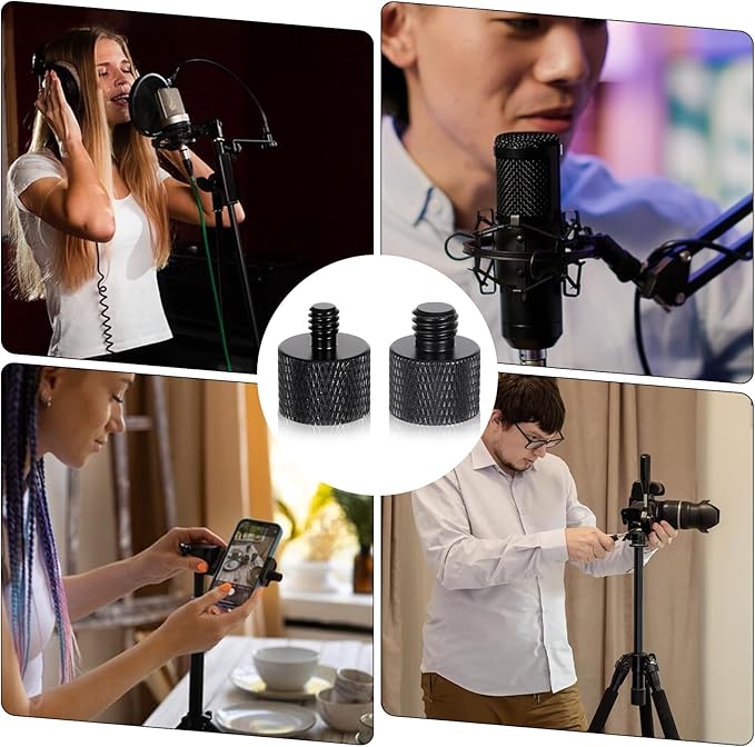 2pcs 1/4 to 3/8 & 3/8 to 1/4 Camera Tripod Adapter Tripod Screw Adapter 1/4 Male to 3/8 Female and 3/8 Male to 1/4 Female Adapters Set for Camera Monitor Tripods Microphone Mic Stand Mount