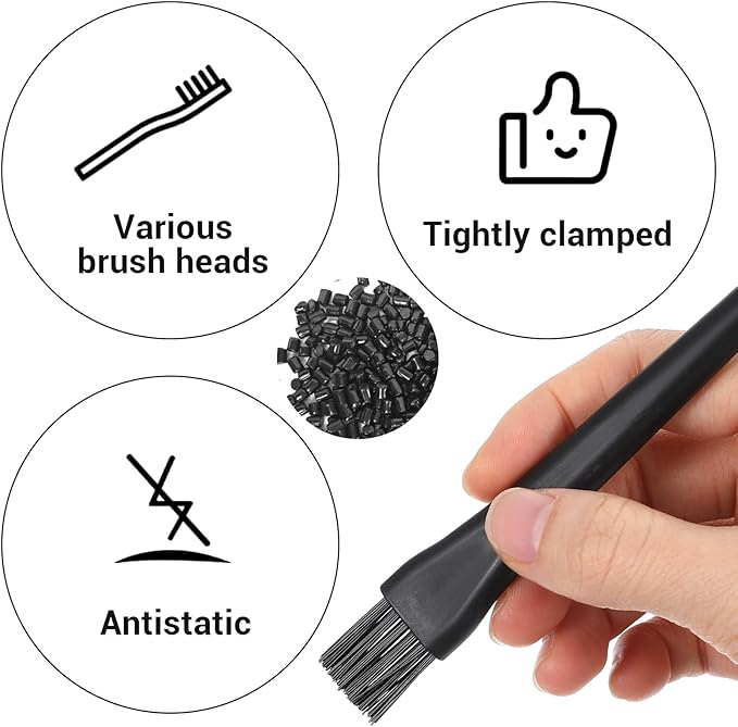 6 PCS Small Cleaning Brushes for Tight Spaces, Cleaning Brush Small Spaces, Thin Anti Static Brush to Clean Electronics Keyboard Brushes Black
