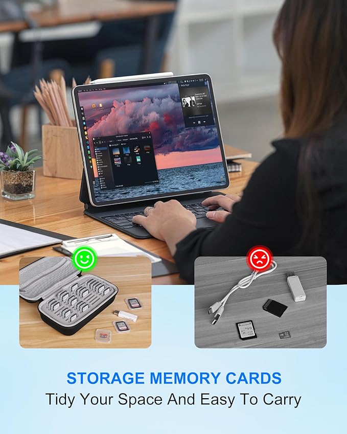 Stukcaze Memory Card Case - Water-Resistant & Anti-Shock 36 Slot Holder, 27 Micro SD & 9 SD/SDHC/SDXC Cards Organizer for Camera