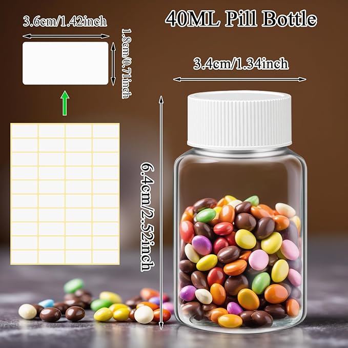 Lamoutor 18Pcs Clear Pill Bottle Plastic Medicine Bottle Empty Reagent Chemical Containers with Caps for Liquid Solid Powder Medicine 40ML