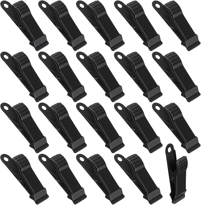 Classicseali 20PCS Metal Black Mini Clamps, Metal Clip Hooks for Hanging, Black Clips with Hooks, for Wires, Photo, Snacks, Paper, Christmas DIY Decoration, 1.58 X 0.5 In