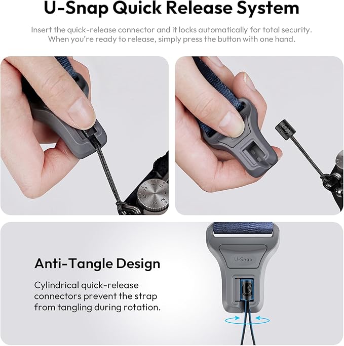 ULANZI CSS1 U-Snap Camera Strap, 55in Quick Release Camera Shoulder Straps for Photographers with Safety Tether, 60kg Load Capacity, Soft Sling for DSLR Mirrorless Sony Canon Nikon Binoculars (Blue)