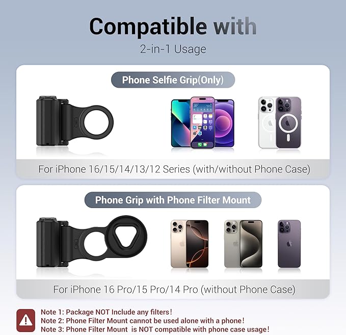 67mm Magnetic Phone Lens Filter Adapter Kit for iPhone 16/15/14 Pro(NOT for Pro Max),UV ND CPL Phone Filter Mount with Universal Smartphone Camera Shutter Grip for Photography(Filters Not Included)