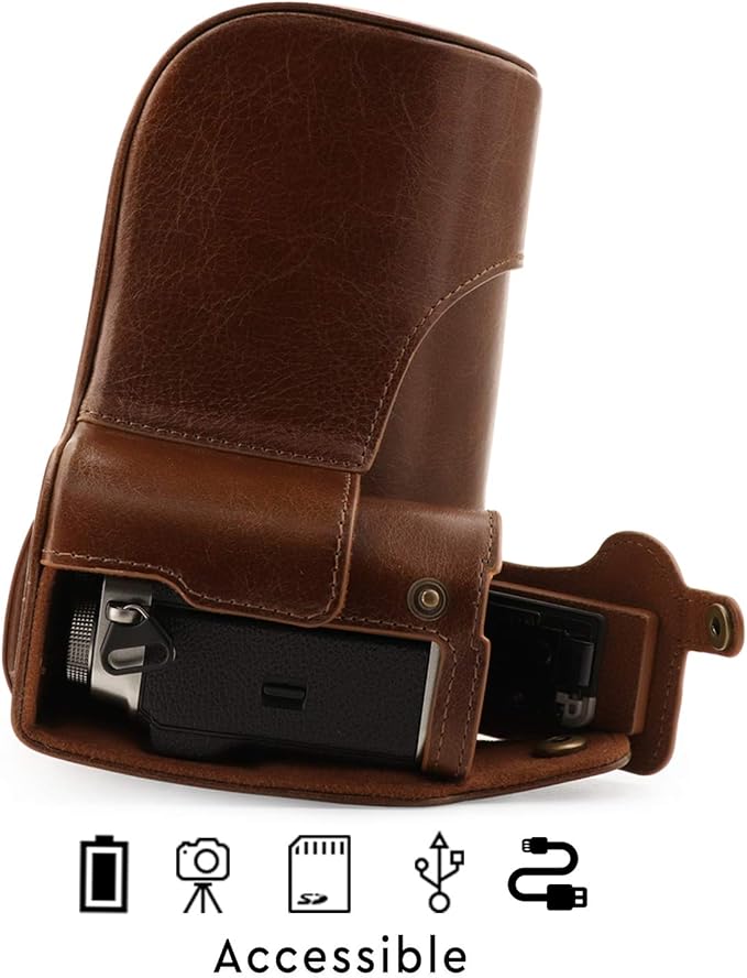 MegaGear MG1922 Ever Ready Genuine Leather Camera Case Compatible With Fujifilm X-T4 (Xf16-80MM) - Brown