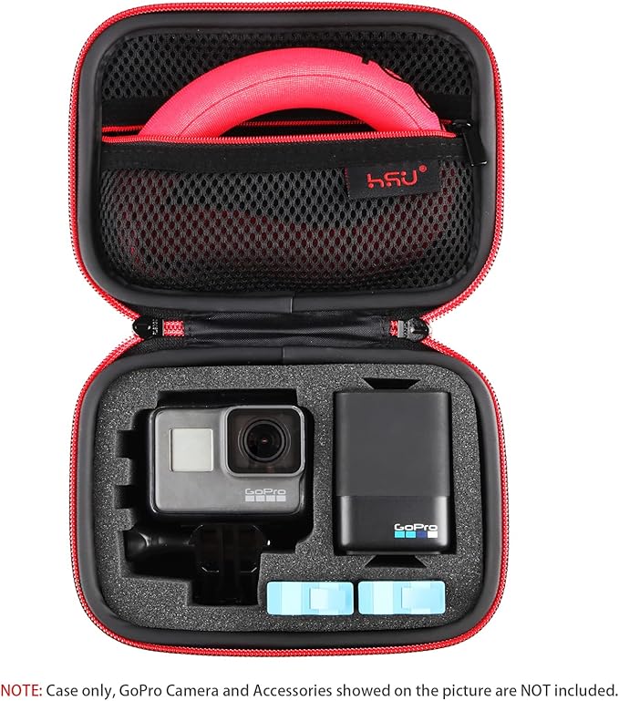 HSU Small Case for GoPro Hero 13/12/11/10/9/8/7/6/5 Black, Carrying Case for Action Cameras and GoPro Accessories(Small Size Red)