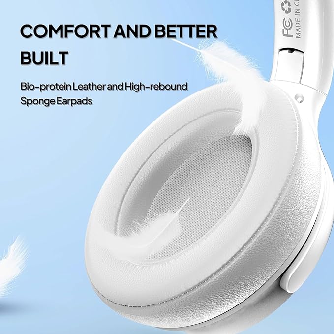 Wired Over-Ear Headphones with USB C Connector, Hi-Fi Stereo Sound, Noise-Isolating Ear Cups, Comfortable Fit for USB C Devices (with Bag, White)
