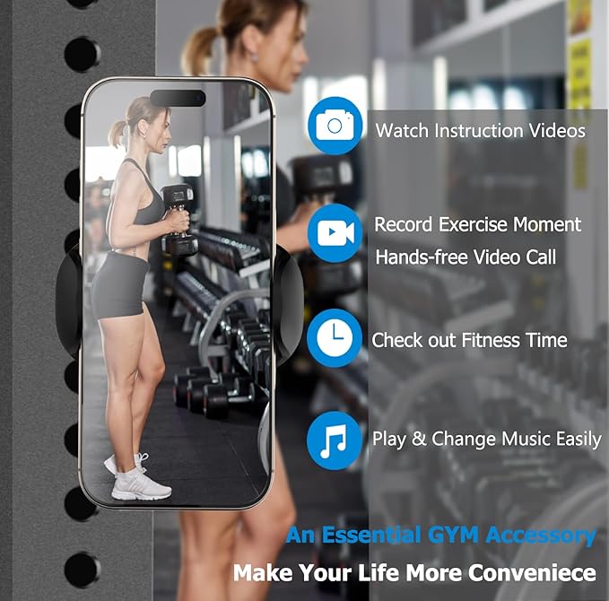 Magnetic Phone Holder for Gym【8pcs Strong Magnets】360° Adjustable Gym Magnetic Phone Tripod Mount Attach to Metal Surface, Gym Accessories for Women Men Workout Essentials for 4-7" Cell Phones