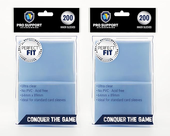 Pro Support 400 Premium Ultra Clear Standard Size Card Sleeves. Perfect for Double-sleeving and Compatible with Pokemon Cards and Magic The Gathering