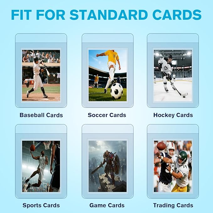 400ct Card Protectors - 200 Semi Rigid Card Sleeves and 200 Soft Sleeves, Semi Rigid Card Holder, Semi Rigid Baseball Cards Sleeves Protectors, Graded Trading Cards Sleeve