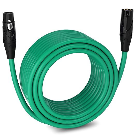 LyxPro 75 Feet XLR Microphone Cable Balanced Male to Female 3 Pin Mic Cord for Powered Speakers Audio Interface Professional Pro Audio Performance and Recording Devices - Green