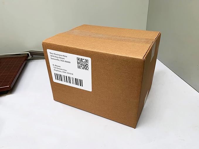 Blank Labels Address Barcode Shipping Labels, 4" x 3.33" (4 x 3-1/3) Permanent White Matte Label, Inkjet and Laser Printer Guaranteed Made in USA, 6 Labels Per Sheet- 250 Sheets - 1500 Labels
