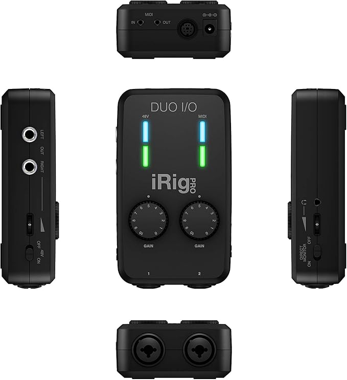 IK Multimedia iRig Pro Duo I/O USB audio interface, TRS balanced & headphones outputs, audio mixer to 24-bit, midi interface for music studio, recording, podcasting, streaming & social apps
