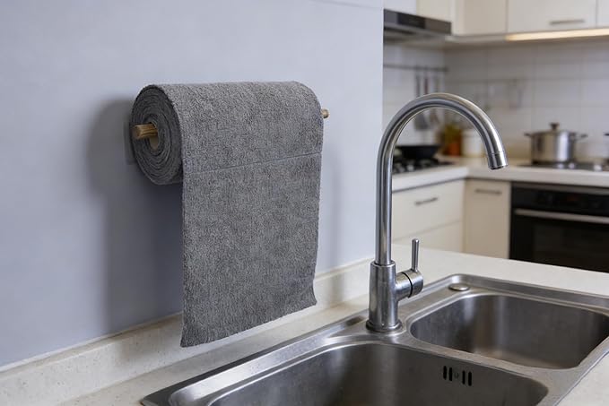 Microfiber Cleaning Cloths Roll 50-Pack Reusable Paper Towels for Car Wash Supplies Ultra Absorbent Kitchen Dish Rags House Window Cleaning Cloths Lint Free Tear Away (Dark Gray)