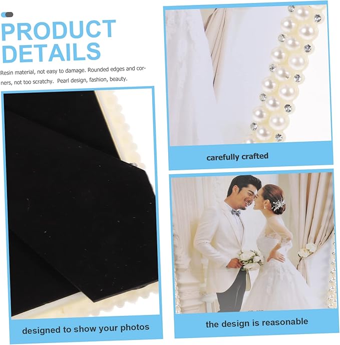 NOLITOY Pearl Picture Frame, Picture Holder Ornate Frame for Wedding Birthday Graduation Photo Tabletop Display