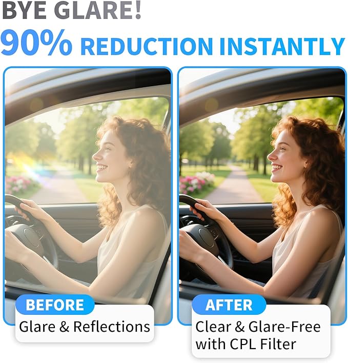 52mm Circular Polarizing Filter Clip for Smartphones - Optical Glass CPL Lens with Rotating Frame & PU Case | Universal Clip Fits Premium Phones