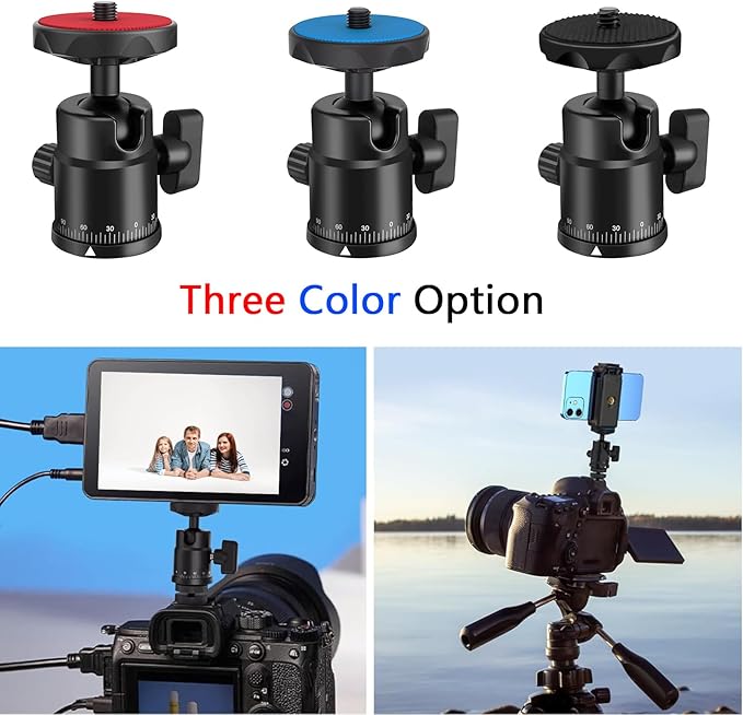 Universal 1/4" Swivel Mini Ball Head Screw Tripod Mount with Hot Shoe Mount, EszkozTA 360° Panoramic Rotating Mount Base Adapter for DSLR Cameras HTC Vive Tripods Monopods Light Stand