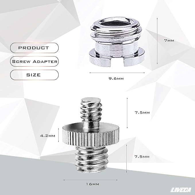 1/4 Inch to 3/8 Inch Tripod Adapter - 3/8 to 1/4 Mount Screws, Camera/Monopod/Light Stand Accessory