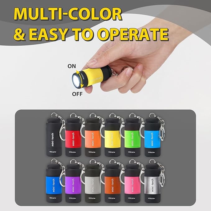 6-Pack Small Keychain Flashlights, LED Pocket Keychain Light with White Light, Waterproof USB Rechargeable Mini Flashlights in Bulk for Kids and Adults Emergency, Camping, Night Reading