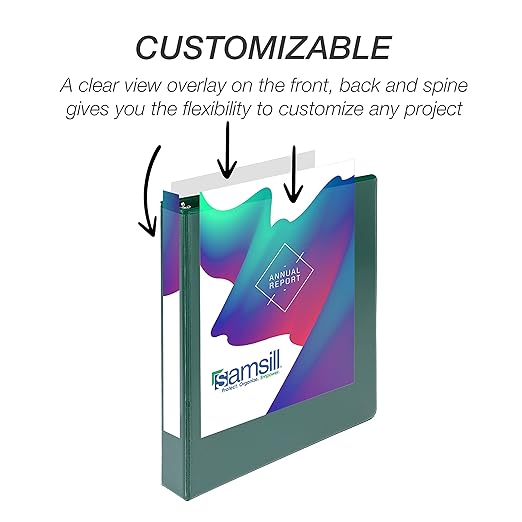 Samsill Durable 1 inch 3 Ring Binder, Made in USA, D Ring Binder, FSC 100% Recycled Chipboard, Green