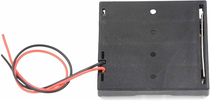 6PCS 4 x 1.5V AAA Battery Spring Clip Black Plastic 4 x 1.5V AAA Battery Case Holder Box Black Red Wire Leads
