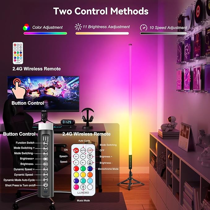 4 Pack RGB DJ Tube Lights 4ft LED Video Stick Lights with Stand 5000mAh Battery Powered Color Neon Light Bar for Parties Dance 360 Photo Booth Studio Photography Wedding Stage Lighting