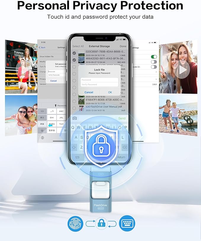 128GB Flash Drive for iPhone Photo Stick,Thumb Drive USB Stick High Speed Transfer USB Drives External Picture Video Storage Memory Expansion for iPhone/iPad/PC (Blue)