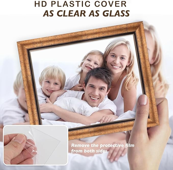 XUANLUO 8x10 Picture Frames Set of 4 Rustic Retro Photo Frame with HD Plastic Cover for Wall Mount and Tabletop Display Family Friends Wedding Gift