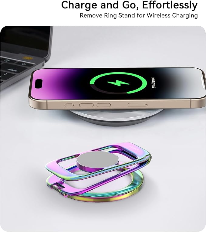 Magnetic Phone Ring Holder for MagSafe Phone Grip & Kickstand, Strong Dual-Sided Magnets Compatible with MagSafe Car Mount Gym for iPhone 17/16 Pro Max 15/14/13/12 and Android Phone Cases (Colorful)