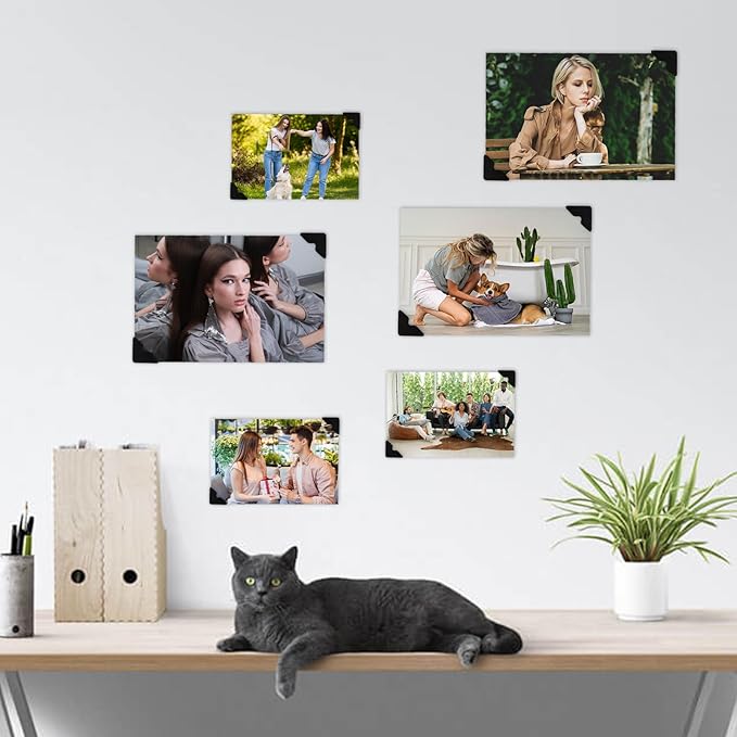 144PCS Photo Corners, Self Adhesive Black Photo Corners, Acid Free Photos Mounting Corner, Scrapbooking Photos Mounting Corner for DIY Scrapbook, Photo-Album, Picture Frames, Memory Books and Journal