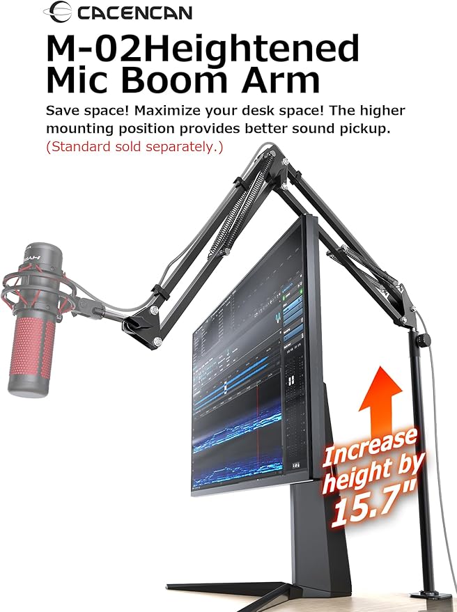M05 Boom Arm, 360° Rotatable Microphone Stand with Desk Mount (QuadCast dapter (black))