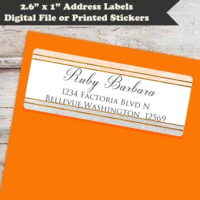 LINMAGCO Personalized Return Address Labels Gold 500 Pcs Mail Labels for Envelopes Weddings Self Adhesive Rectangle Elegant Name Stickers……