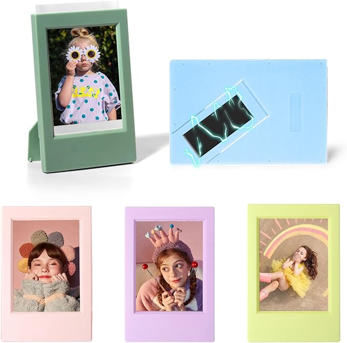 WOGOZAN 2x3 Mini Picture Frame for Fujifilm Instax Mini 12/11/99/90/9/8/SE/EVO Classic Polaroid Frames Wallet Size 2.15x3.4 Inches Photo Picture Frames With Magnetic Stickers (Colourful) (5 Pack)