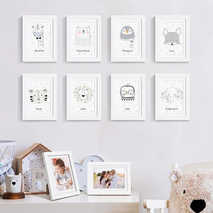 upsimples 5x7 Picture Frame Set of 10, Display Pictures 4x6 with Mat or 5x7 Without, Multi Photo Frames Collage for Wall or Tabletop Display, White