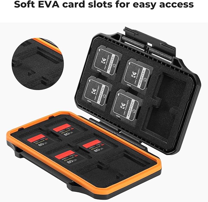 K&F CONCEPT 24 Slots Memory Card Case, Water-Resistant Shockproof Memory Card Storage Carrying Case for 12 SD SDXC SDHC Cards, 12 CFexpress Type A Cards