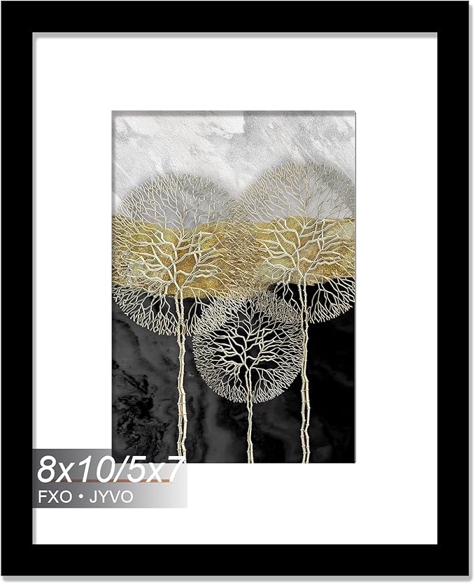 8x10 Picture Frame, Display Photo 5x7 with Mat or 8 x 10 Without Mat, Light Weight and High Transparent 8 by 10 Frame for Wall - 1 Pack/Black/8"x10"