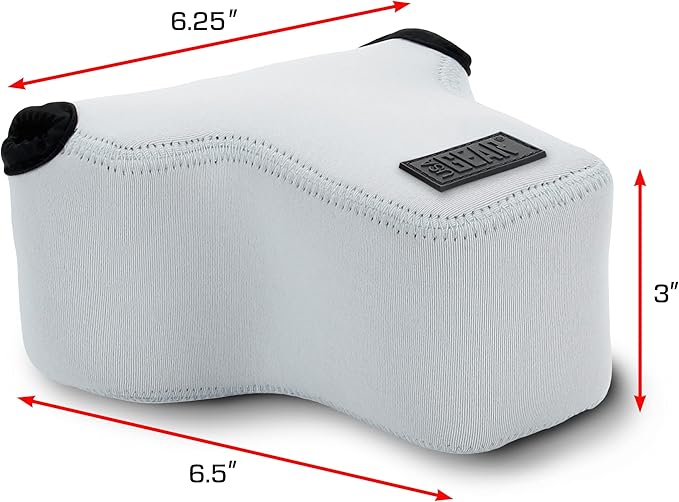 USA Gear Camera Sleeve (Medium) for Compact SLRs Compatible with Canon EOS R100 Nikon Z30 Sony ZV-E10, and more - Padded Neoprene DSLR Case with Zipper Accessory Pocket & Belt Loop (Gray)