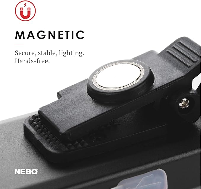 NEBO SLIM Pocket Flashlight | 500 Lumens, Rechargeable Mini EDC Work Light, Magnetic Base & Dimmable Brightness, Durable & Water Resistant, Includes Charging Cable — Black