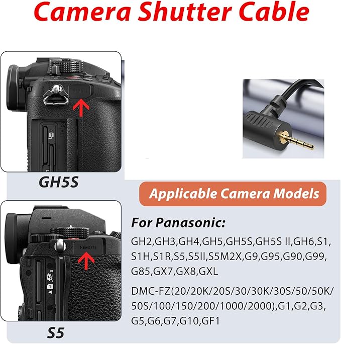 for Panasonic for zhiyun cable gh4 gh5 gh6 gh7 g9 s5 s5ii shutter cable crane2 / Crane-M /CRANE PLUS/crane Stabilizer Camera release cable Take pictures and record videos (micro usb to TRRS2.5 )