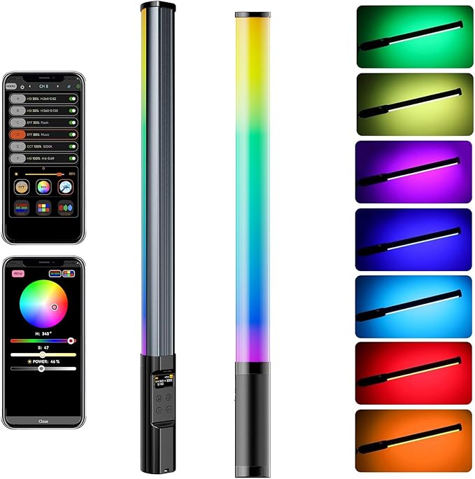 NA430 PRO RGB Light Wand Video Selfie Handheld Light Stick APP Control 2500k-9900K 24 Effects 2600mAh Rechargable for Photography Studio (NA430 PRO)
