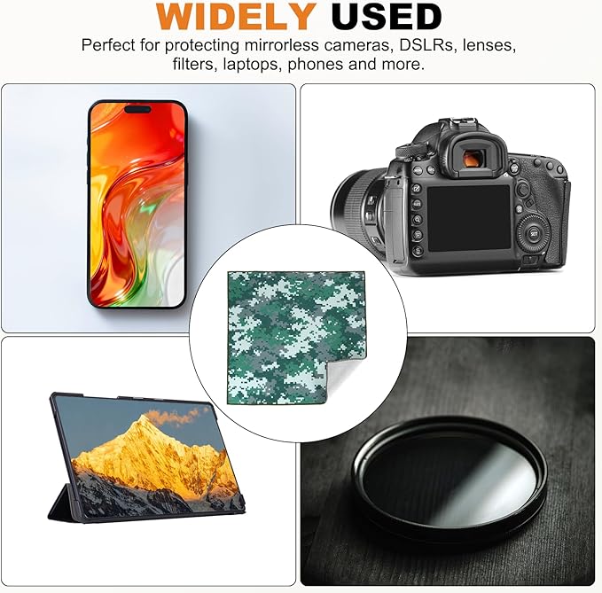 PATIKIL 14" x 14" Camera Protective Wrap, Magic Self-Adhesive Cloth Anti-scratch Lens Pouches for Camera Lens DSLR Phone Laptop, Dark Green