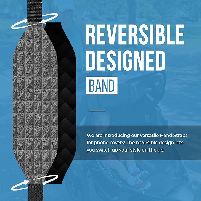 Switchbands Universal Phone Grip Strap – Customizable Phone Holder for Hand, Wireless Charging Safe Phone Handle Grip, Reuseable Phone Strap for iPhone, Samsung & Android Cases - Knurled Black