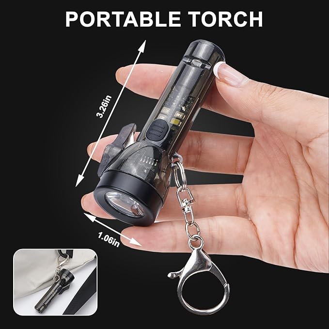 Keychain Flashlight, EDC Flashlight, 80 Lumens Rechargeable Mini Flashlights with USB Cable, Small Flashlights Waterproof for Camping Work and Emergencies