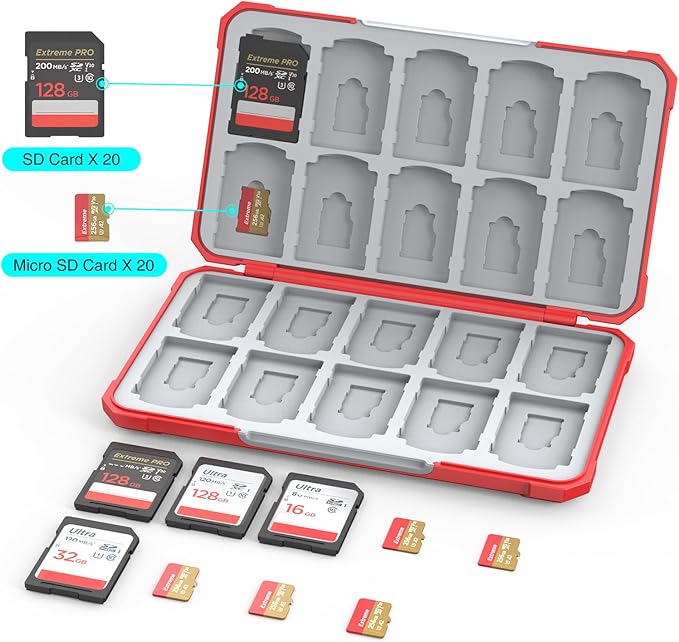 THELIFELICIOUS SD Card Holder Memory Card Case for SD/TF Cards, Memory Storage Organizer for 20 SDXC SDHC and 20 TF Cards